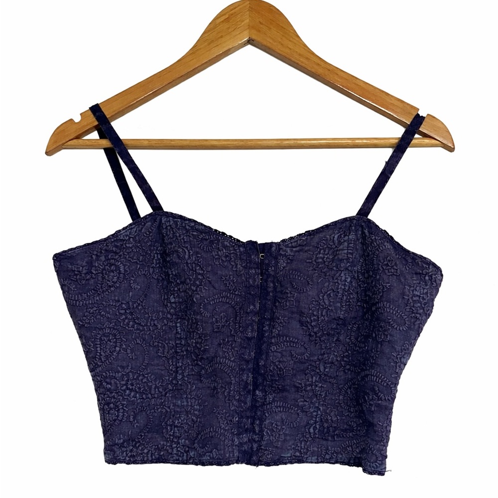 BKE Y2K Corset Crop Top Paisley Embroidered Cami Medium
